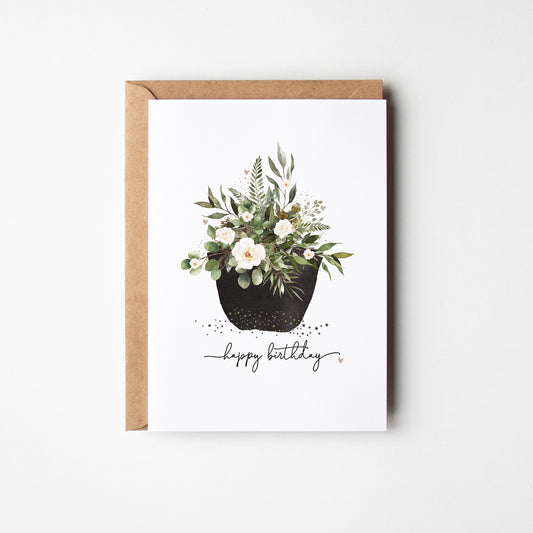 Happy Birthday Flowers In A Basket Card