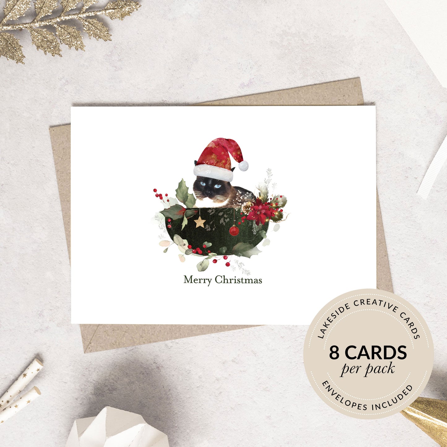 Cat Christmas Cards Pack of 8
