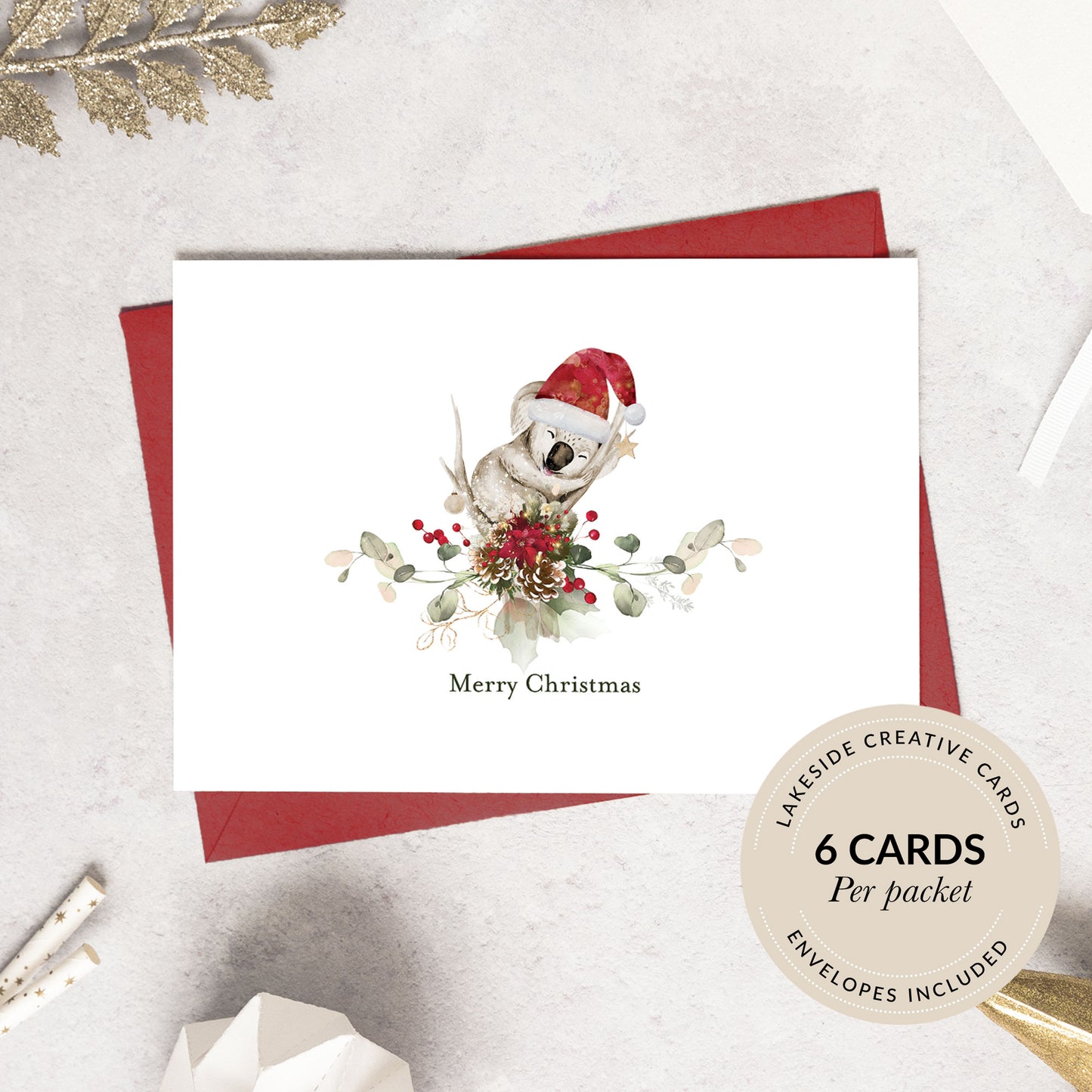 Luxury Australian Koala Christmas Card Pack, Pack of 6 Cards