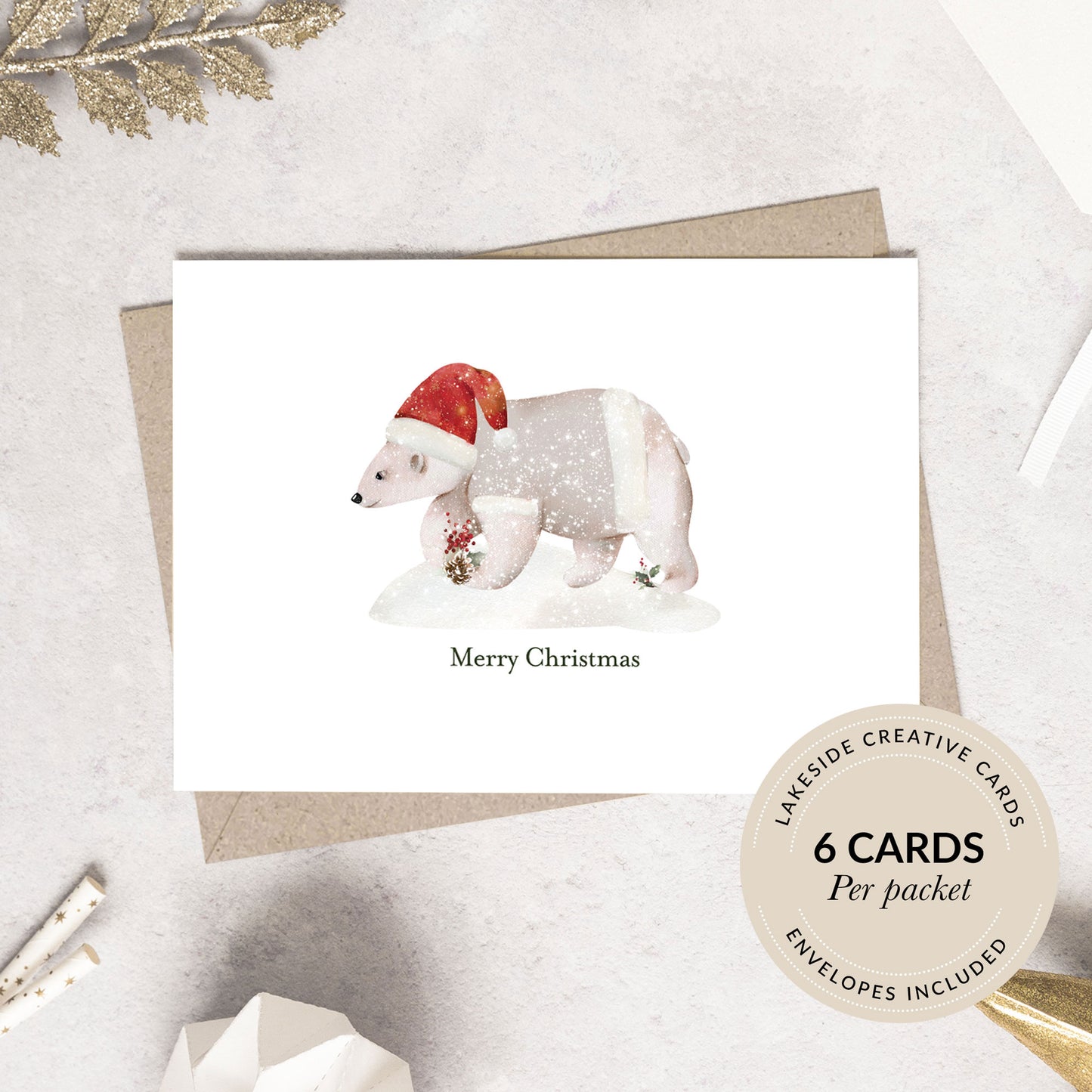 Polar Bear Christmas Card Packet Of 6