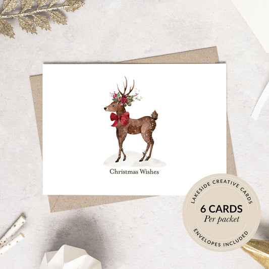 Christmas Reindeer Card Pack of 6